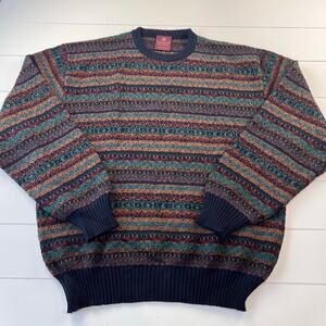 Nordstrom Vintage Merino Wool Sweater Men's size large Multi Color Stripes